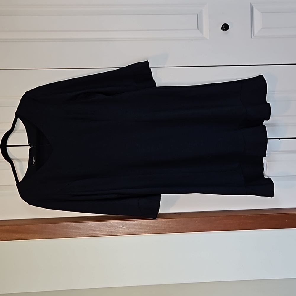 Talbots size 14P navy blue V neck ponte dress.